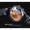 T-winner Orologio meccanico automatico cavo interamente in acciaio color oro, personalità alla moda da uomo