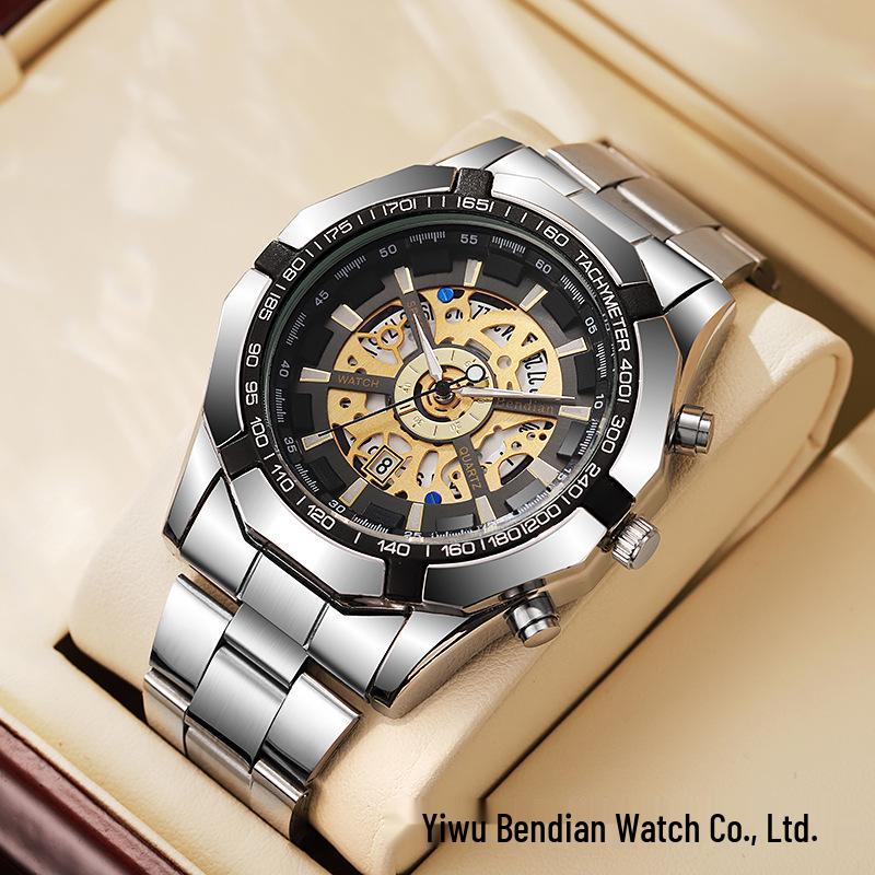 Montre Homme Mode Acier Tungstène Électroplaqué Automatique Imitation Mécanique