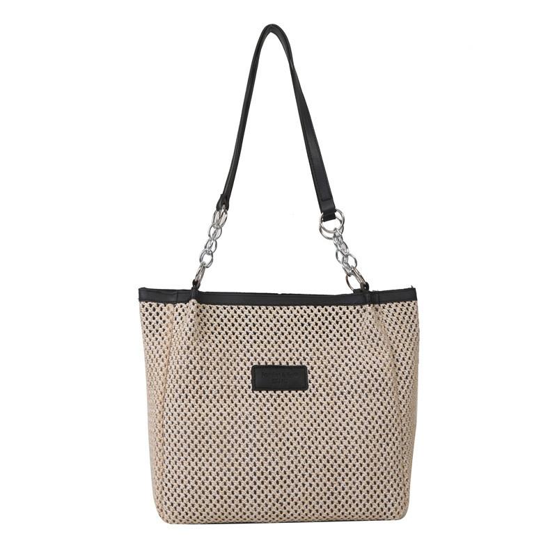 Chic Black Vintage Woven Shoulder Tote Bag For Women With Spacious Design Ideal For Daily Use