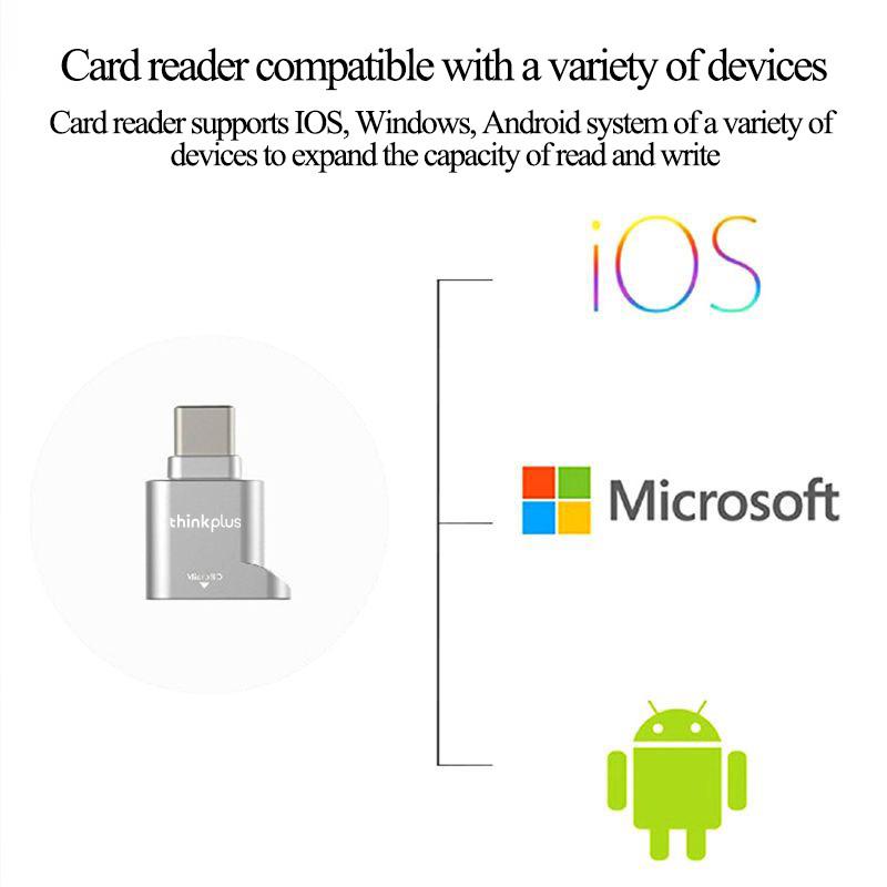 USB Type C Card Reader 480Mbps 512GB USB-C TF Micro SD OTG Adapter Type-C TF Memory Card Reader For Laptop Phone Lenovo D201