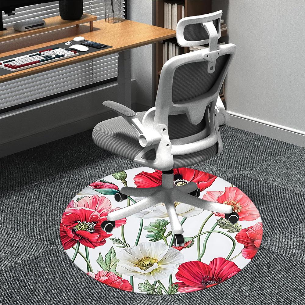 

1pc Floral Pattern Office Round Rug, Carpet for Office, Gaming, Lightweight Round Floor Mat yy260208014 80cm by 80cm