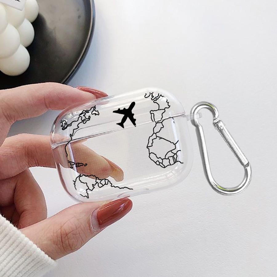 World Travel Routes Clear Earphone Cases Cover Case For Airpods 4 Pro2 2 3 1 Pro Pro3