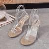 2025Women Sandals High-quality Stripper High Heels Shoes Transparent Platform Glitter Stiletto Shoes Wedding Luxury Designer