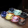 Ceramic Kiln Changed Coffee Cup and Saucer Set Creative Vintage Chinese Breakfast Cups Afternoon Tea Drinking Utensils
