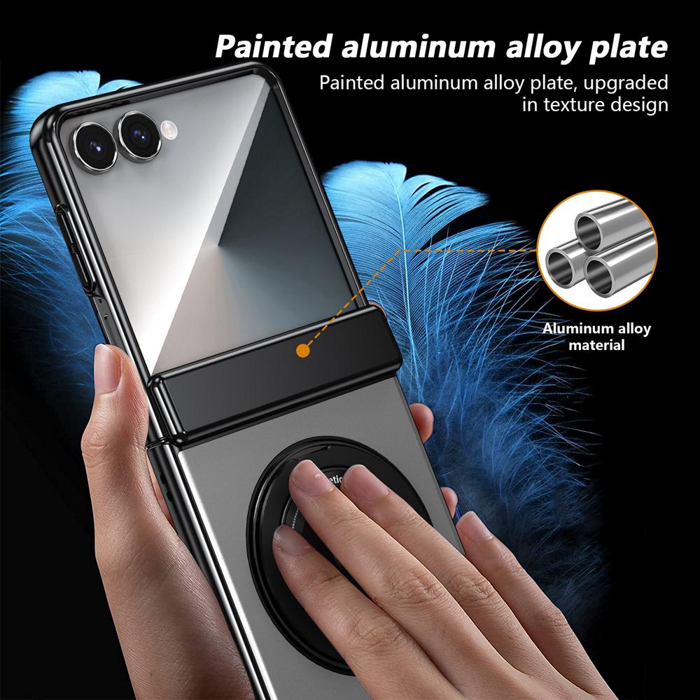 KEYSION Pouzdro s magnetickým prstenovým stojánkem otočným o 360° pro MagSafe pro Samsung Galaxy Z Flip 7 5G Kryt telefonu s pantem s ochranou displeje