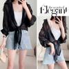 Chiffon Doll Sleeve Cardigan Women's Thin Sun Protection Shirt Short Outer Shawl Loose Top Thin Coat White Polo Collar Shirt