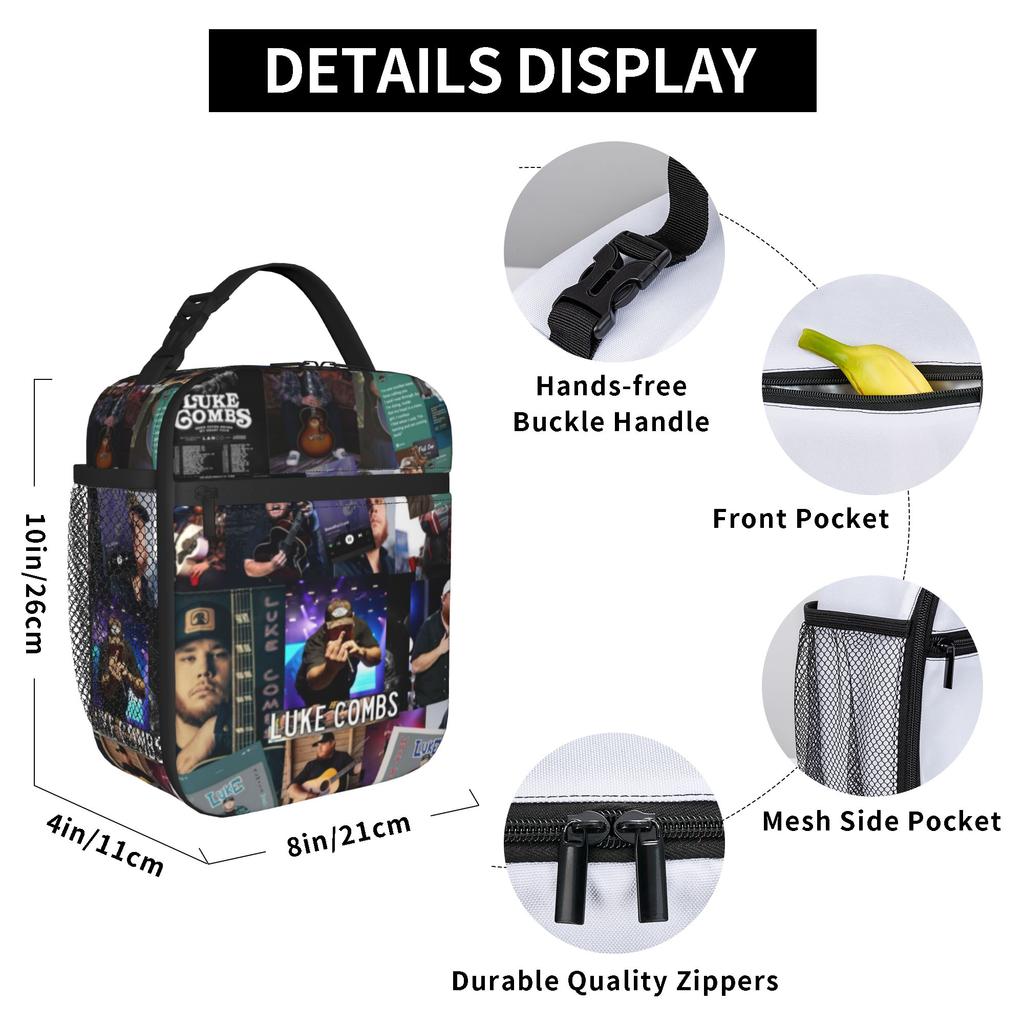 Lukes Combs Tour 2026 Thermal Insulated Lunch Bags for Picnic Portable Food Container Bags Men Women Thermal Cooler Lunch Boxes