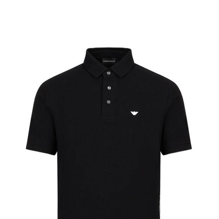 Emporio Armani Ss23 Solid Color Logo Print Straight Casual Short Sleeve Polo Shirt Men Polo Shirts Black 3R1F67-1JCYZ-0093