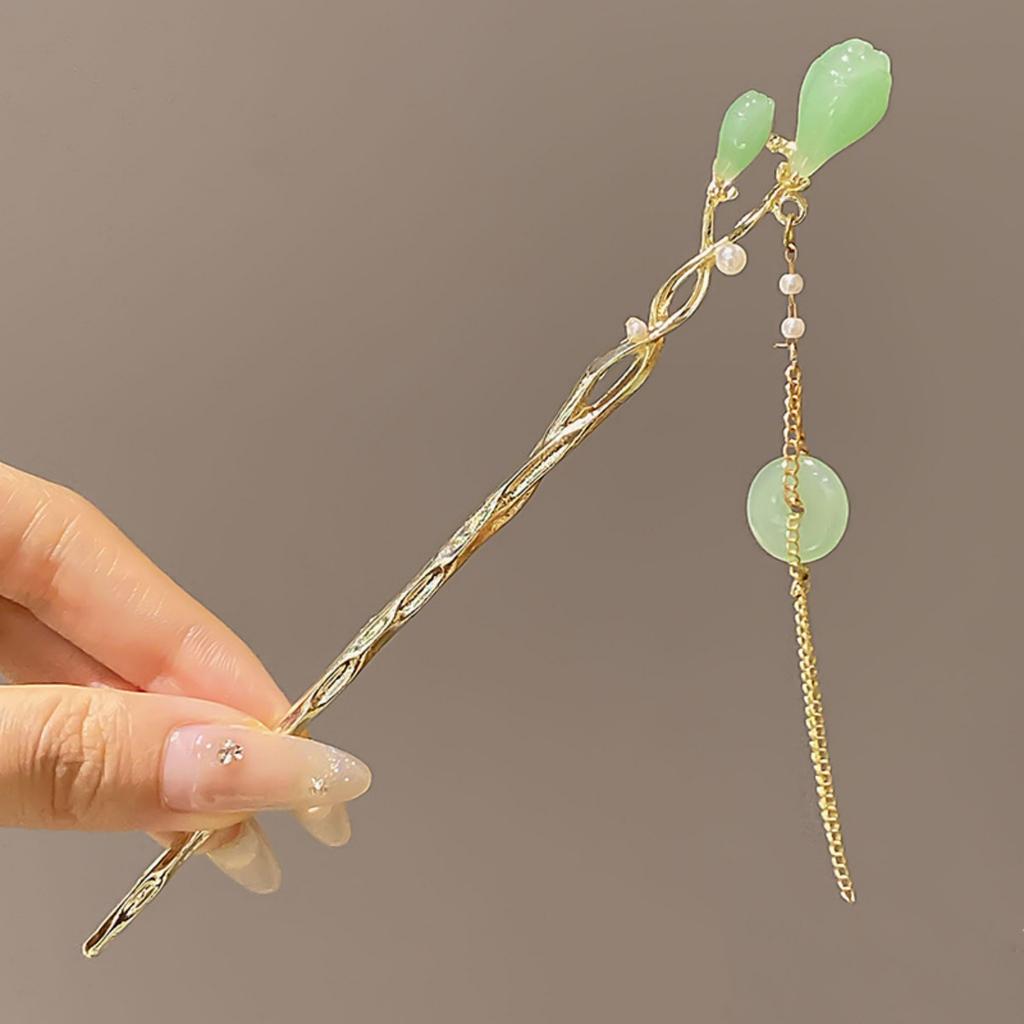 Chinese Style Vintage Hairpin Elegant Tassel Flower Hair Stick For Girl's Long Dress Cheongsam Hanfu Retro Hair Accessories