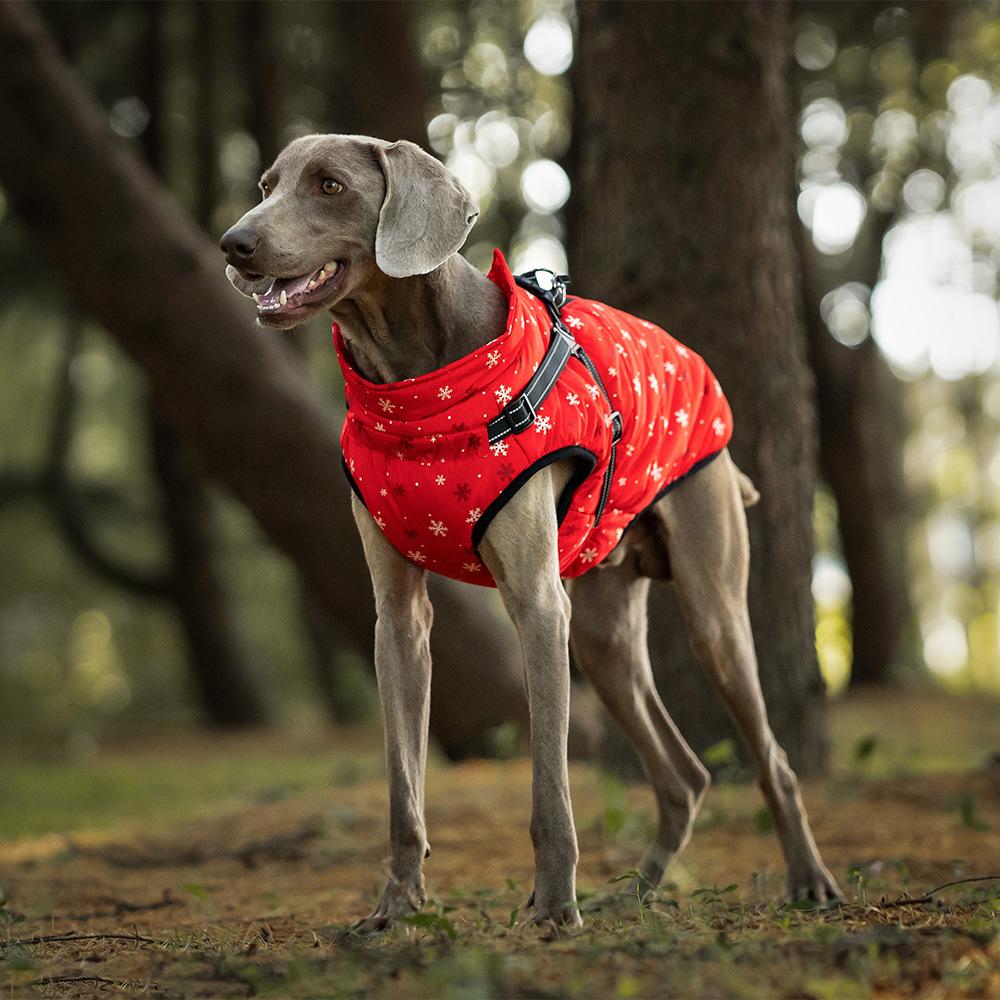 Autumn and Winter New Christmas Pet Clothes Big Dog Reflective Outdoor Jacket Dog Warm and Cold Cotton-padded Clothes
