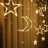 2.5M LED Lights Romantic Moon Star LED Curtain String Lighting Strip Holiday Wedding Garland Party Decoration