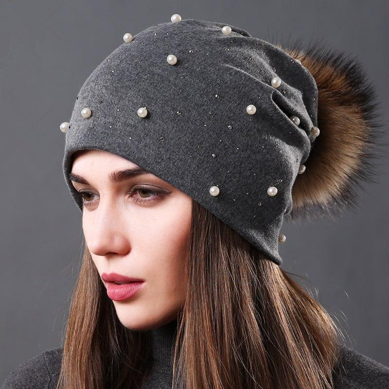 Slouchy Beanie Women Pom Pom Beanie Hat 