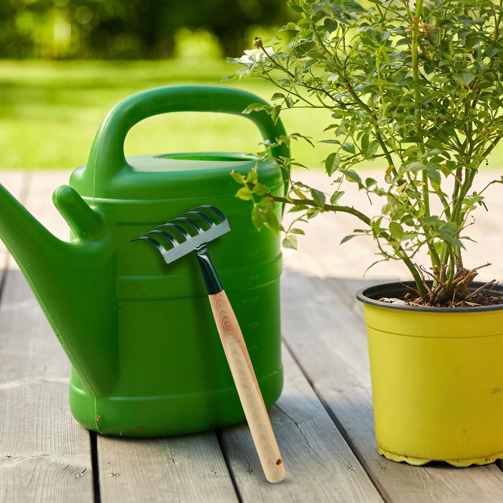 KADAX Metal Garden Rake 6-Tine Handle