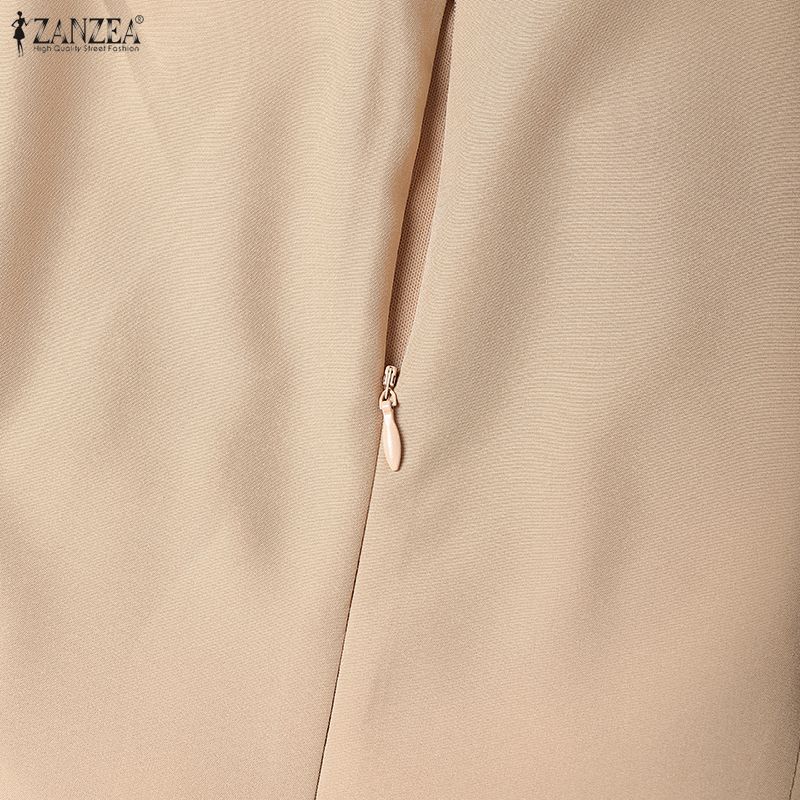 ZANZEA Women Casual Round Neck Long Sleeve Elegant Lace Crochet Patchwork Dress