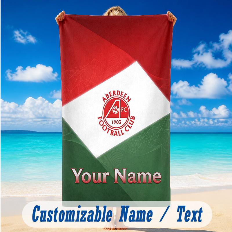 Beach Towel Custom Name Text, Quick Dry Large Towel For Beach HomeAberdeen FC