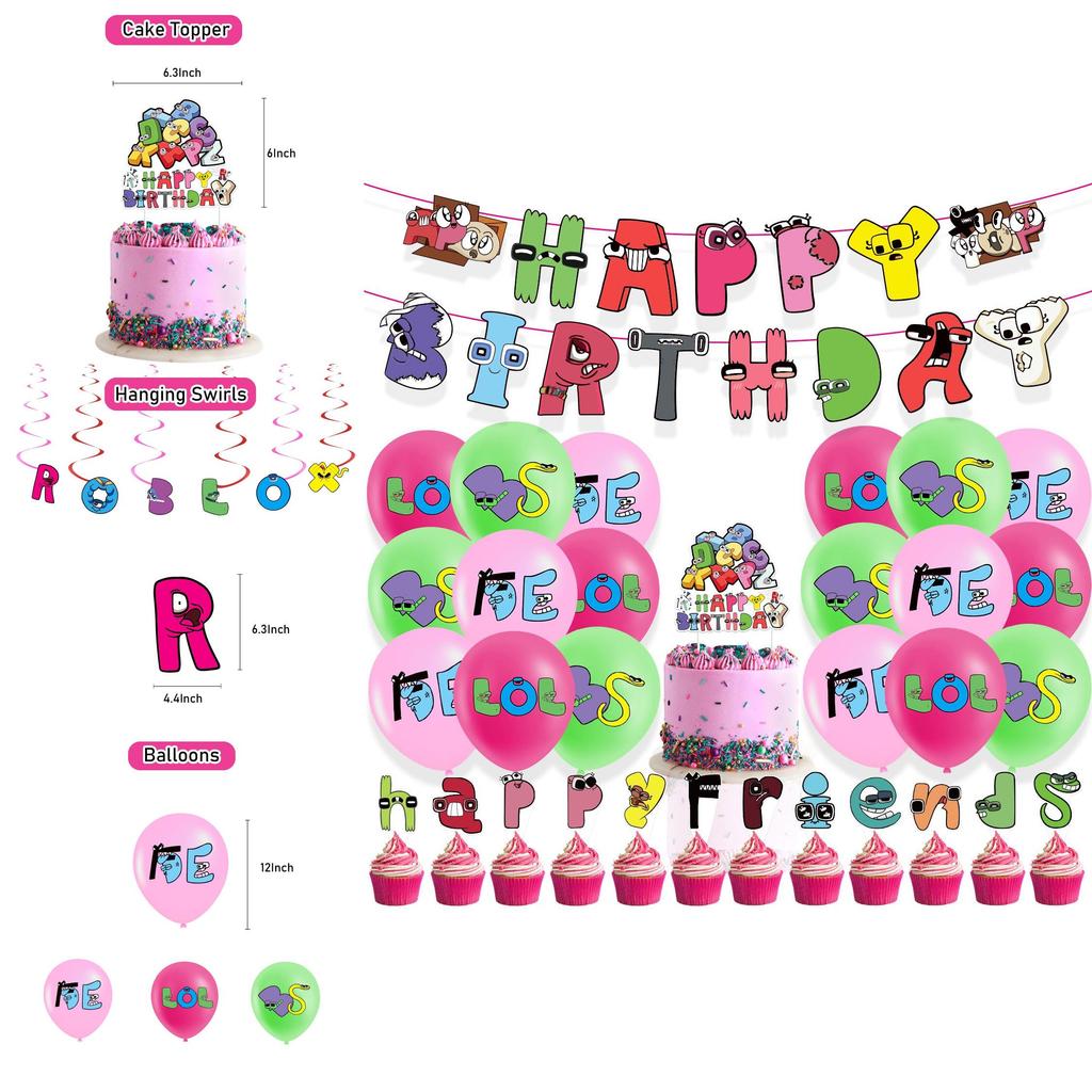 Magical Alphabet Lore Theme Balloon Pull Flag Set Birthday Party Decor Decorations Supplies