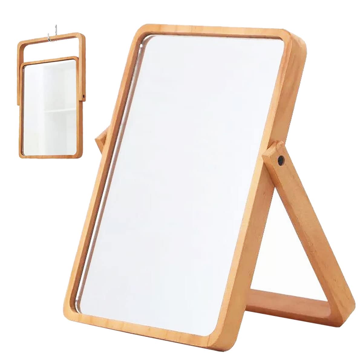 

TaJiMy Настольная деревянная подставка для макияжа Деревянная подставка для макияжа Тип настольной ручной деревянной деревянной подставки для макияжа Деревянное зеркало, зеркало, зеркало, рамка, зеркало, зеркало,