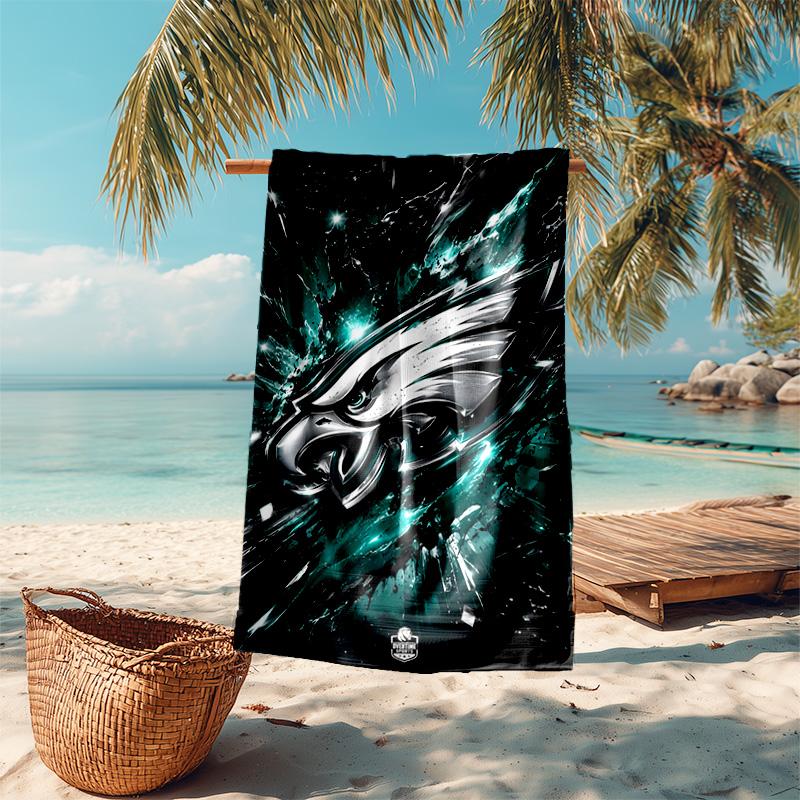 proof beach towel with Philadelphia Eagles LOGO pattern - soft,absorbent,quick-drying,machine washable - perfect for swimming,camping,bathing