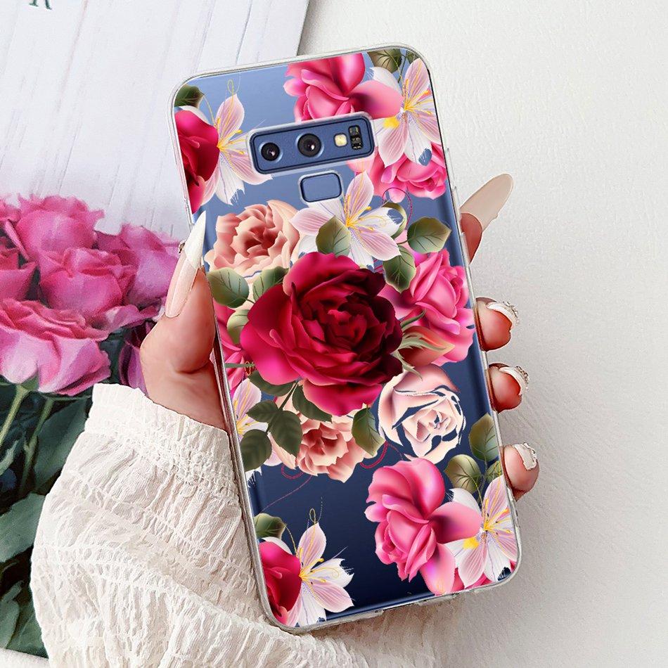 For Samsung Galaxy Note9 Elegant Floral Butterfly Phone Case For Samsung Note 9 SM-N960F SM-N9600 Soft Silicone TPU Cases