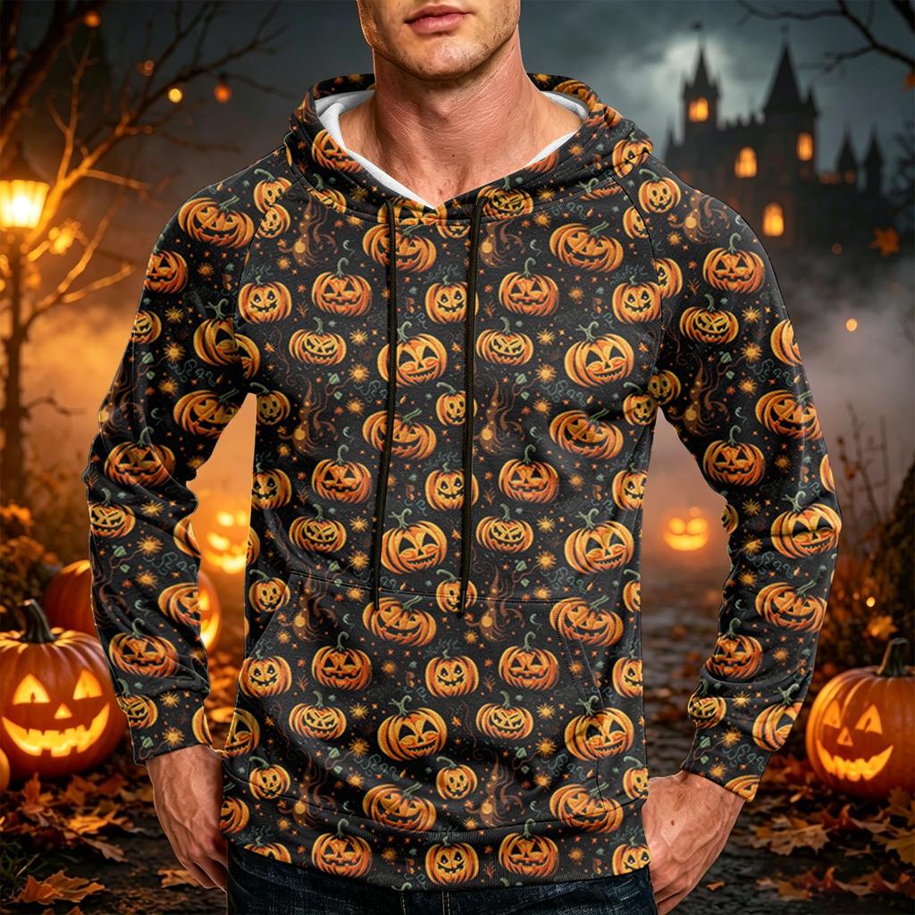 Men's Casual Loose Fit Hoodie with Pocket Drawstring Printed Design for Everyday Wear