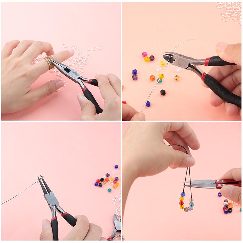 8-teiliges Edelstahl-Schmuckherstellungswerkzeug-Set mit Zange, Spitzzange, Schere, Pinzette, Perlenwerkzeug-Kit für Armband, Halskette DIY