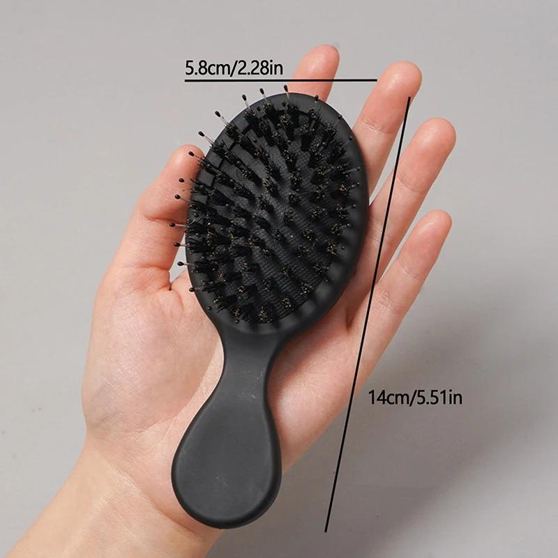 1pc Oval Boar Bristle Nylon Hair Comb Mini Anti-static Hair Scalp Massage Comb Hairbrush Salon Hair Care Brush Styling Tool