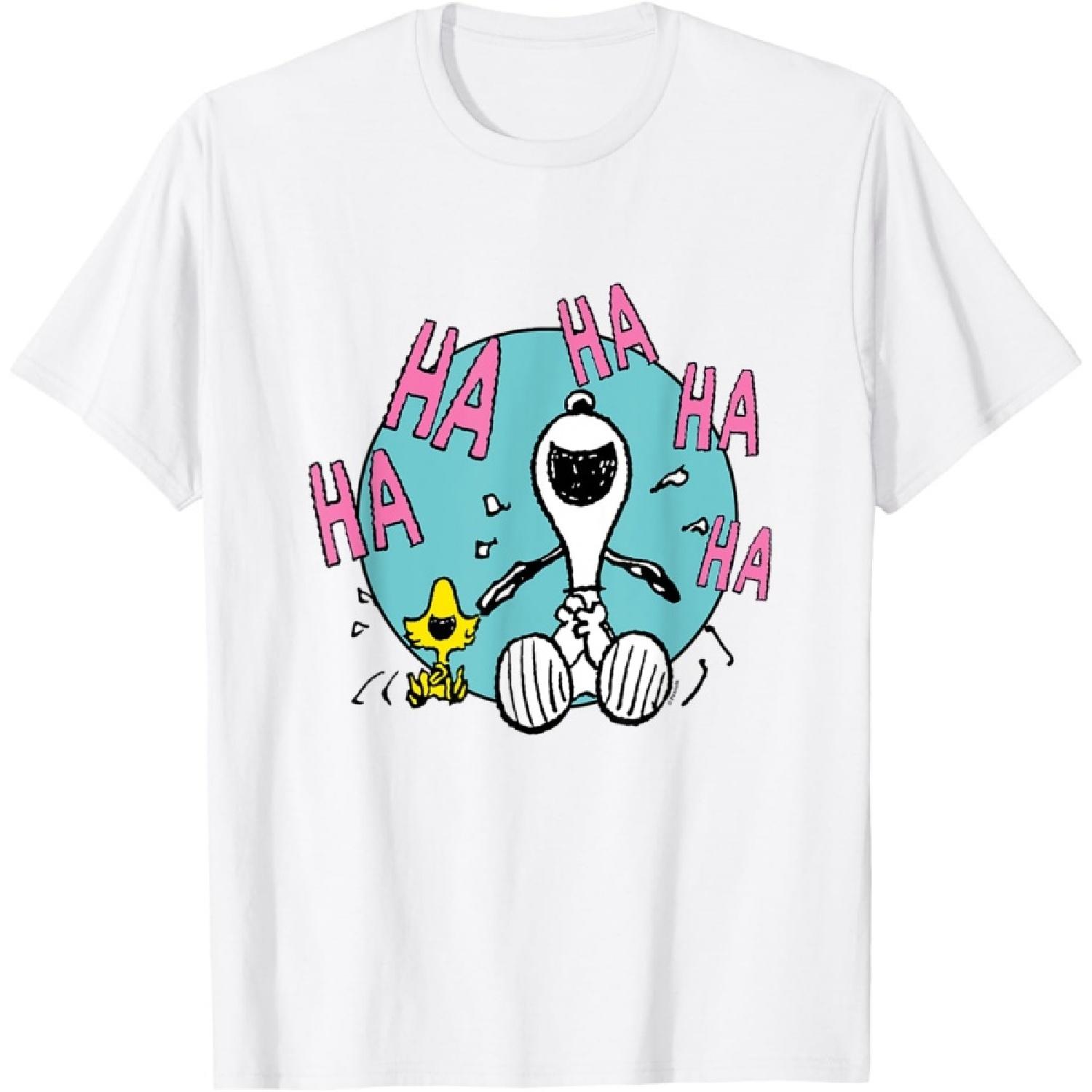 Peanuts - Футболка со Снупи и смеющимся Вудстоком XXXXXL белый