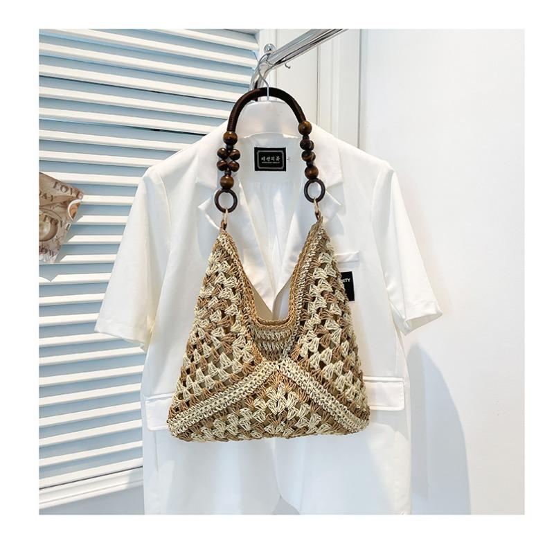 Τσάντα από ψάθα μεγάλης χωρητικότητας Καλοκαιρινές διακοπές στην παραλία Γλυκιά τσάντα ώμου για μετακινήσεις
