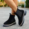 Fashion Women Ankle Boots Large Size One Kick Square Heel Round Toe Daily Shoes Women Short Boots Leisure Bo