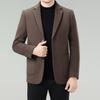 Men's High-End Wool Cashmere Suit Jacket - Autumn/Winter, Double-Sided, Solid Color, Mid-Aged, Thickened Outerwear