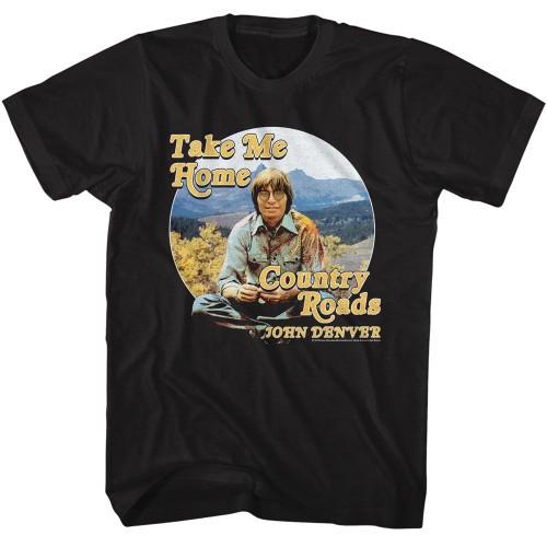 John Denver Circle Mountain Range Black TShirt Unisex T-Shirt L