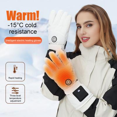 Zimní vyhřívané rukavice pánské dámské elektrické vyhřívací rukavice s 1200mAh baterií 3 úrovně vyhřívání dobíjecí vyhřívané rukavice na lyžování cyklistiku zimní sporty