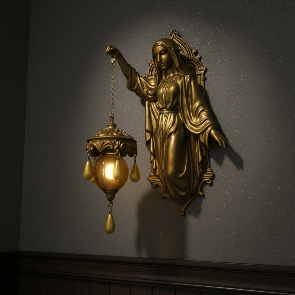 Mermaid Wall Lamp Resin Sculpture Mythical Figure Wall Lamp Mythical Creature Sconce Cordless Design for Themed Rooms, Hallway