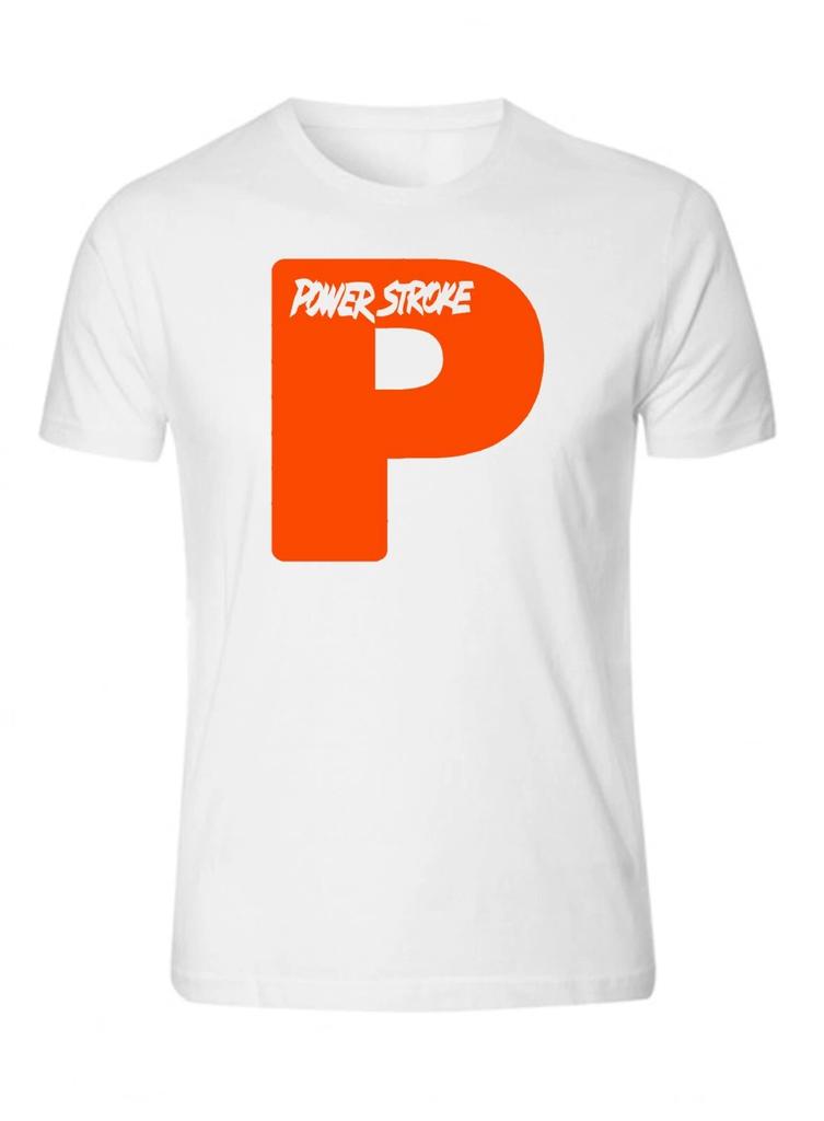 Powerstroke Big P Design T-Shirt Unisex White Color Front & Back S - 5XL