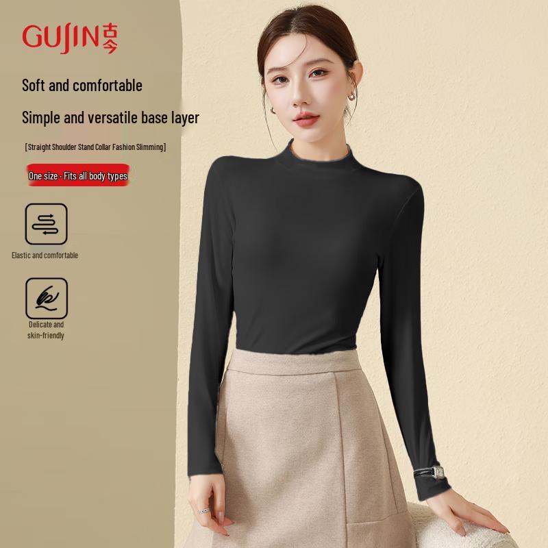 

GUJIN Женский флисовый термобазовый слой облегающего кроя с полувысоким воротником One Size