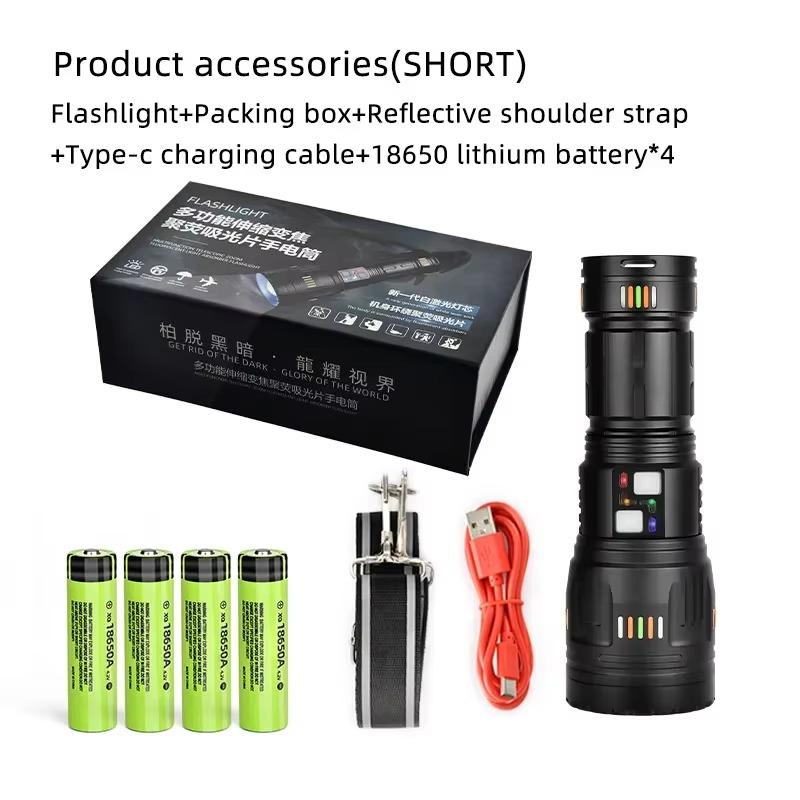 Ultra Powerful 100W LED Flashlight Super Bright Long Range Lantern Zoom Emergency Torch Camping Lantern Power Display Function