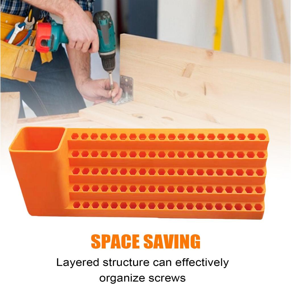 Layered Wall Mounted Screwdriver Bit Organizer Storage Box For 1/4" 6.35mm Torx Hexagonal Star Spanner Electric Holder Bits