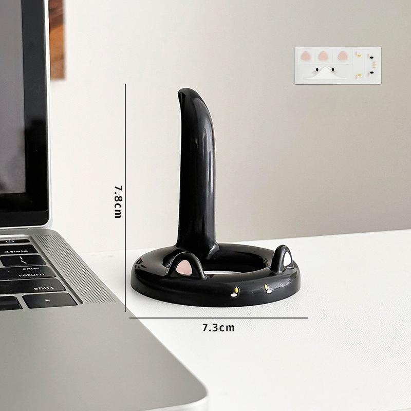 Desktop lazy stand multifunctional mini compact mobile phone stand creative cartoon cat tablet stand чёрный