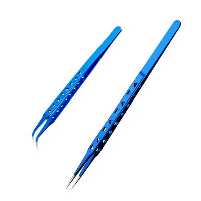 Industrial Phone Repair Tweezers 2Pcs With Straight And Curved Tip For IC Component Handling Secure Grip And Control