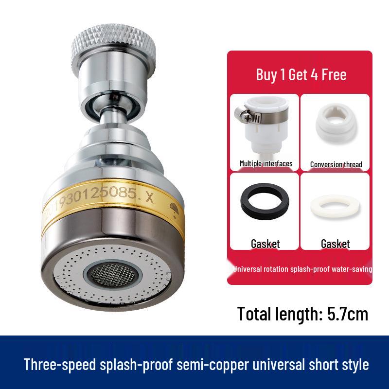 Splash-Proof Copper Kitchen Faucet Extension Nozzle with Pressurized Shower Head Aerator