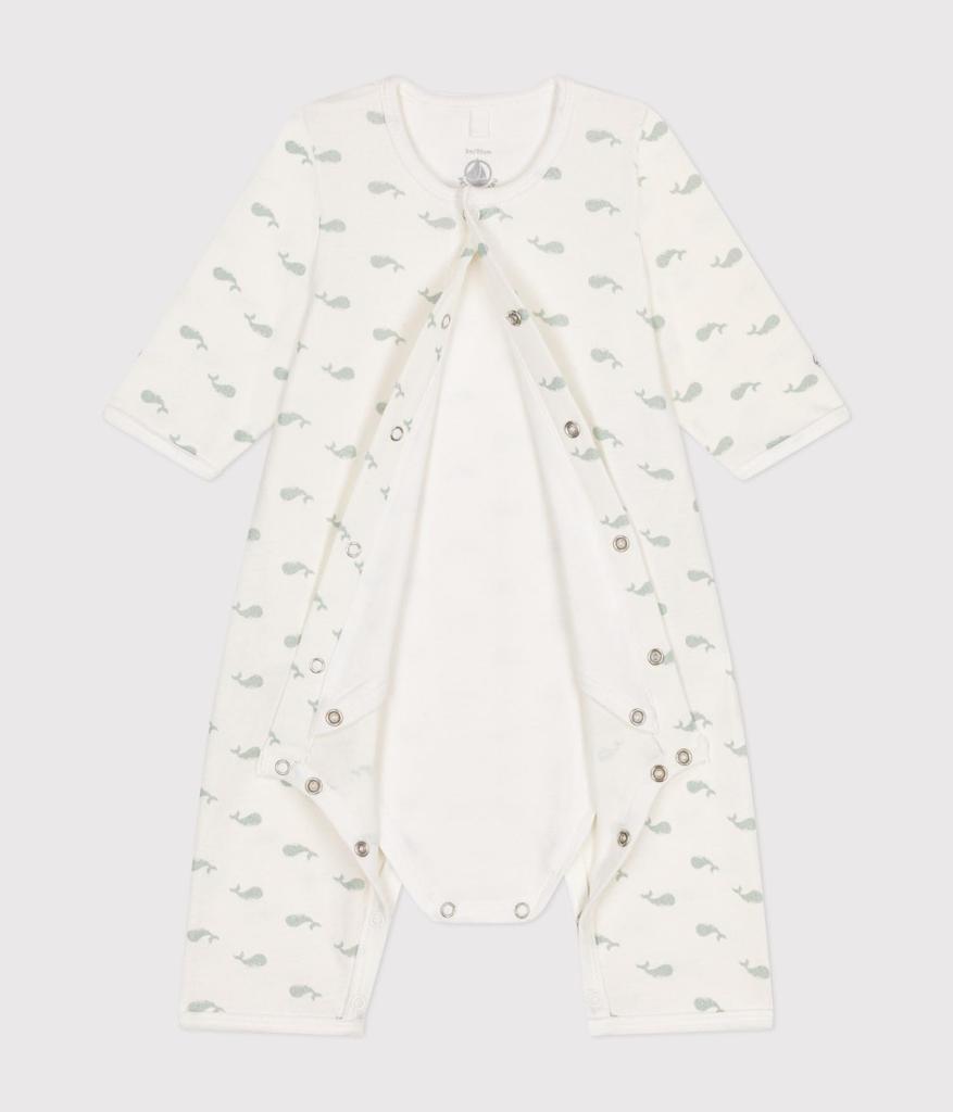 Bodyjama A0ATX Green 12 Months 74cm [Petit Bateau] Off-white/Light