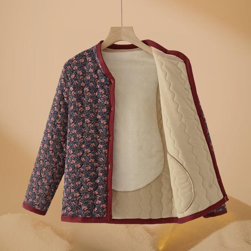 Hodo Women's Thermal Padded Floral Cardigan