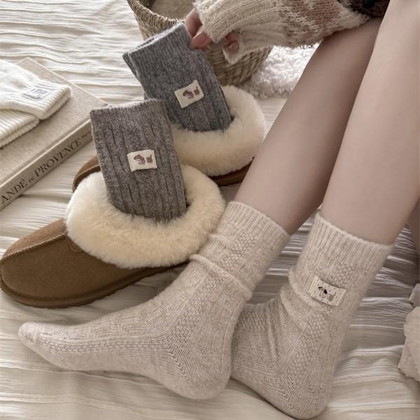 Wool Thick Thread Cloth Label Dachshunda Dog Pile Socks Thick Warm Medium Socks College Wind Moon Socks