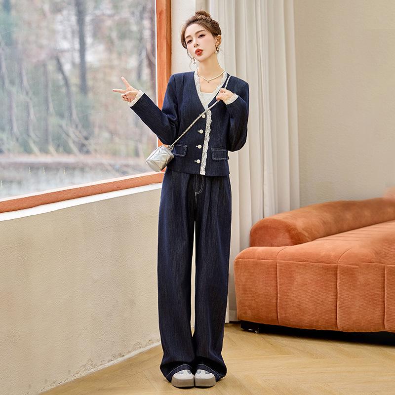 2025 Spring Fashion: Chic Cardigan and Wide-Leg Pants Set for a Youthful Look - AH2650