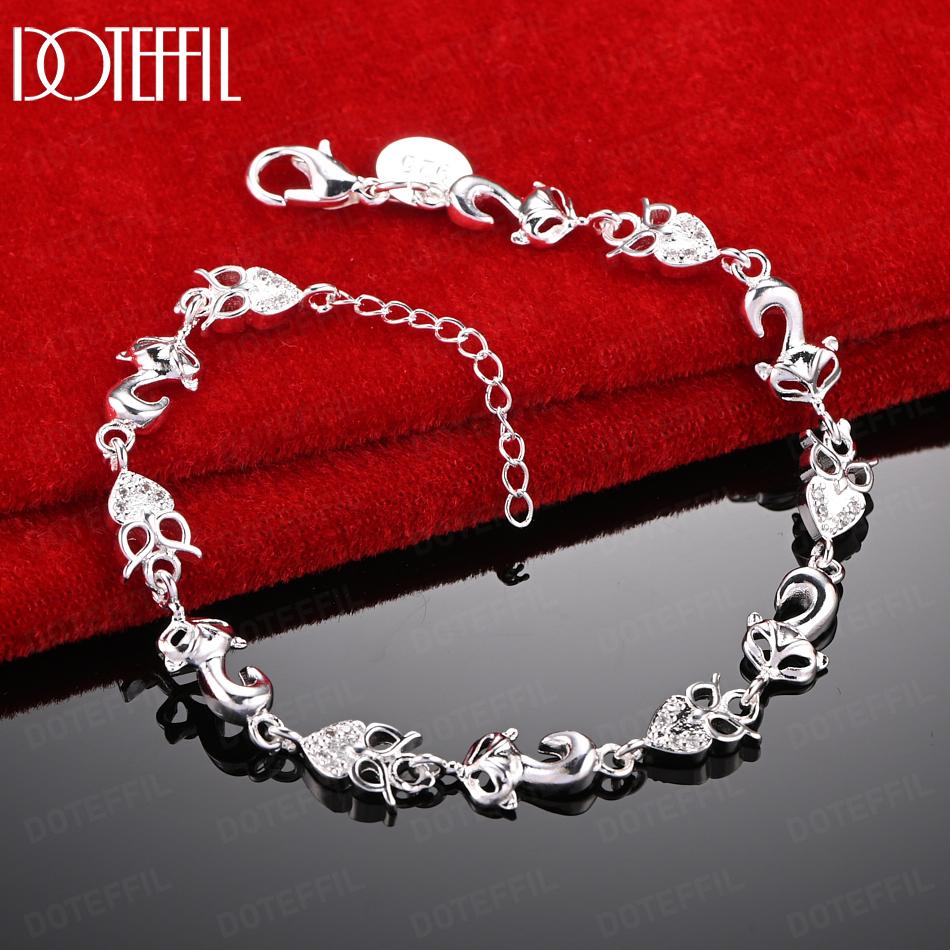 925 Sterling Silver Fashion Geometric Bracelet Gift Wedding Jewelry
