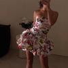 Sexy geblümtes One-Shoulder Bodycon Minikleid Kurzes Cocktail-Party-Kleid
