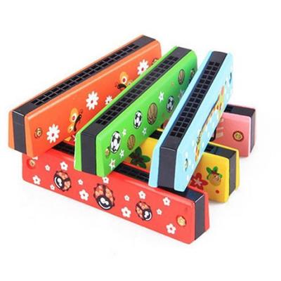 Bambini 16 fori doppia fila armonica in legno strumenti musicali giocattolo educativo