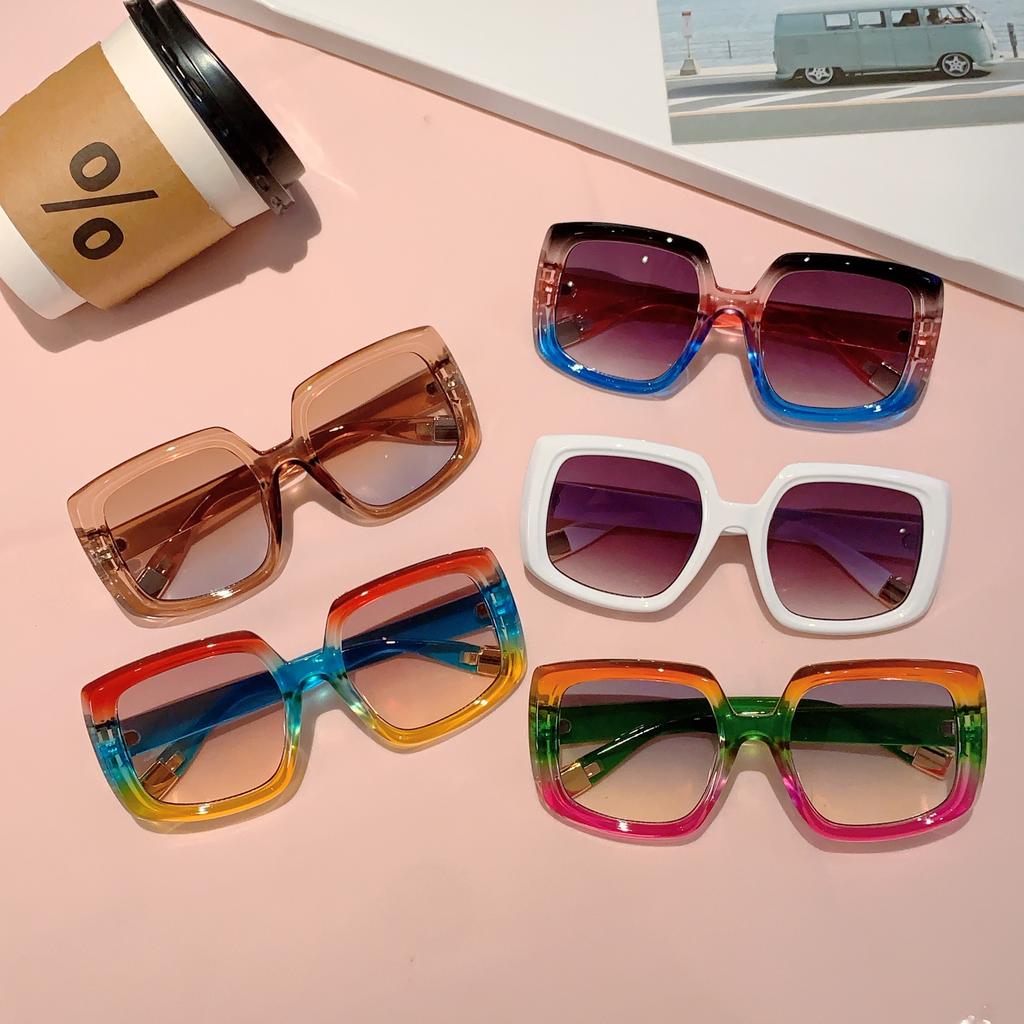 KAMMPT Kwadratowe Okulary Przeciwsłoneczne Oversize Damskie Moda Vintage Wielokolorowe Outdoorowe Okulary Przeciwsłoneczne Modna Marka Stylowe Oprawki na Wakacje