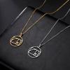 Titanium Steel Geometric Pendant Necklace Hollow Line Square Round Half Heart Minimalist Design