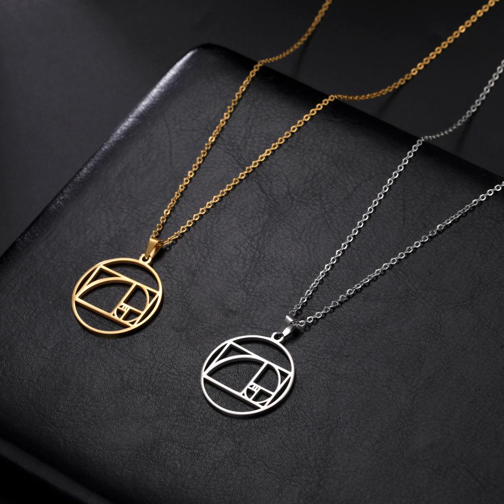 Titanium Steel Geometric Pendant Necklace Hollow Line Square Round Half Heart Minimalist Design